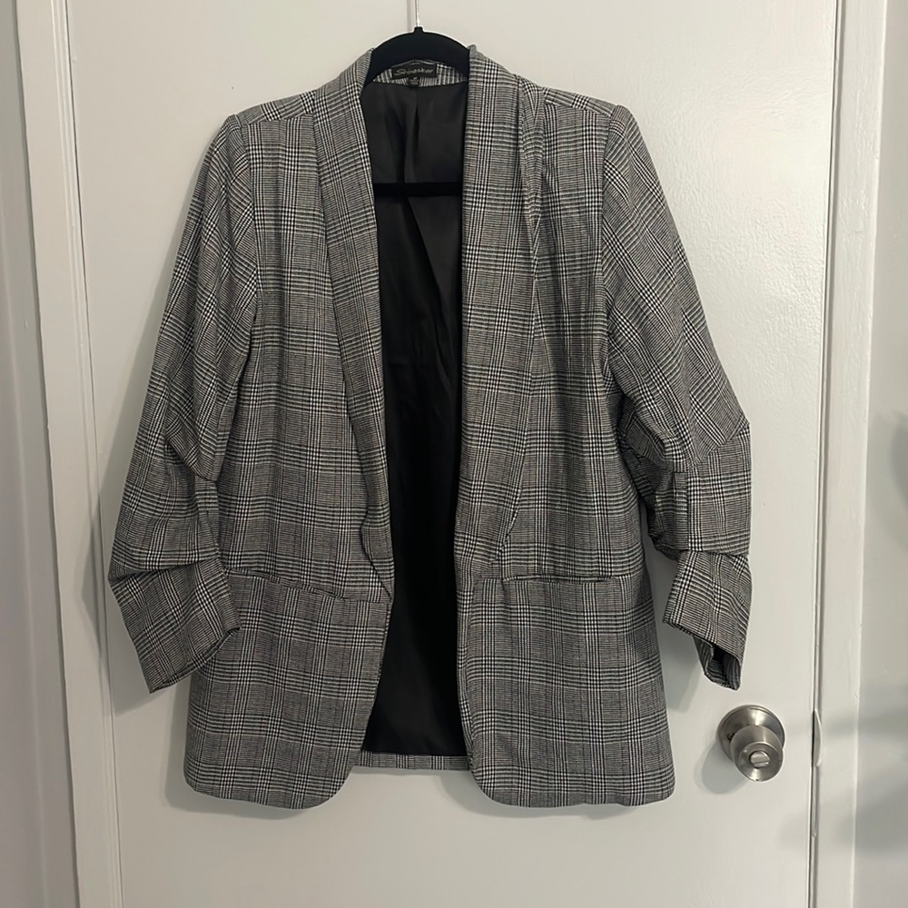 Plaid 3/4 Sleeve Blazer